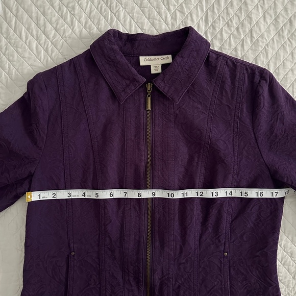 Coldwater Creek Embossed Textured Jacket Full Zip Purple Petite 8 - Picture 7 of 9
